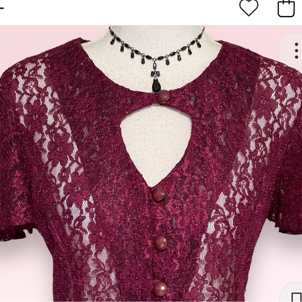 Elegant Lace Burgundy Dress - Picture 2 of 7
